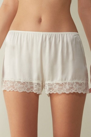 White Intimissimi Silk Shorts | FCAHY98344